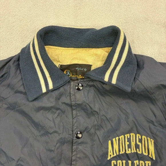 Vintage Champion Varsity Jacket Mens Medium Blue Running Man College Nylon 60s